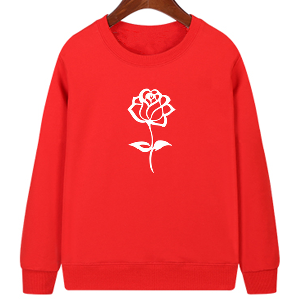 

women's sweatshirt rose flower basic female street clothing women autumn pure color hoodie casual sweatshirt, Black