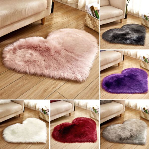 

official fluffy heart shaped rug shaggy floor mat soft faux fur home bedroom hairy carpet