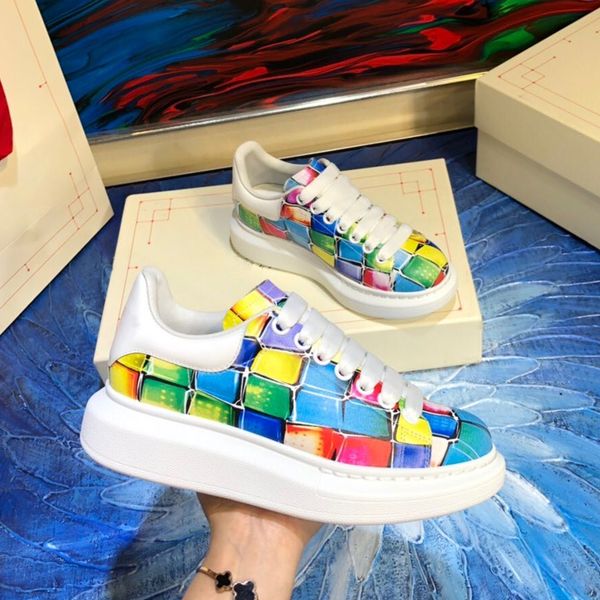 

exclusive edition colorful printed oversized sneaker white calf leather lace up sneakers luxury men women designer sneakers, Black