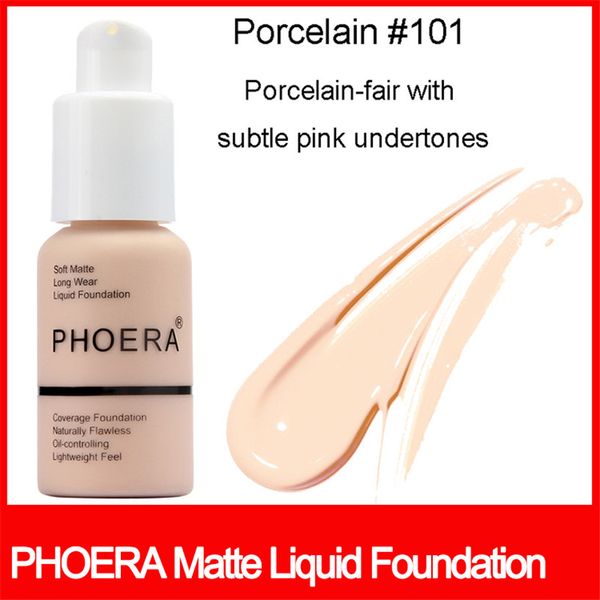 

famous brand face makeup foundation phoera matte oil-control liquid foundation 10 colors concealer soft matte long wear