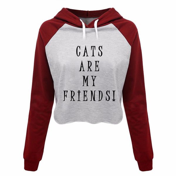 

new cats are my friends women pullover long sleeve hoodie sweatshirt hoodies crop girls harajuku femme shirt womens clothing, Black