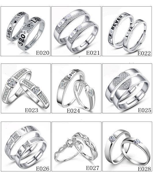 

brand lovers ring size adjustable white diamond 925 sterling silver engagement wedding band ring for women finger jewelry gift, Slivery;golden