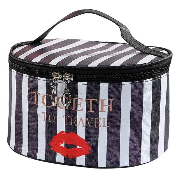 

женская мода косметическая сумка на молнии полосатый простой большой емкости ткань оксфорд хранения сумка soft cosmetic для женщин #srn