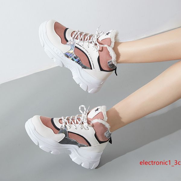 

new women s designer casual shoes fashion outdoor indoor universal thick bottom leather surface fluffy lining brown red casual sneakers
