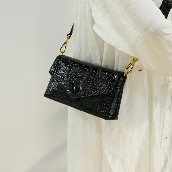

2020 women messenger bags small leather shoulder bag crocodile pattern vintage bags for girls envelope crossbody bag new evening