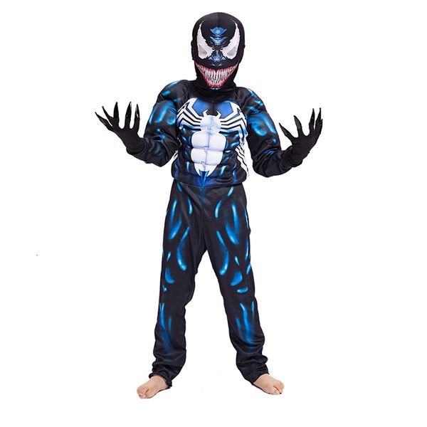 

new arrival child black boys muscle venom movie character cosplay superhero halloween carnival fancy dress costume, White