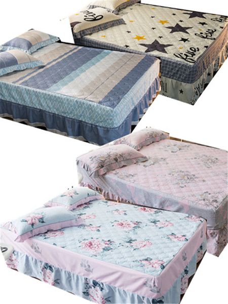 

bedsheet thick cotton bed skirt printed striped bedspread bedding a variety of styles