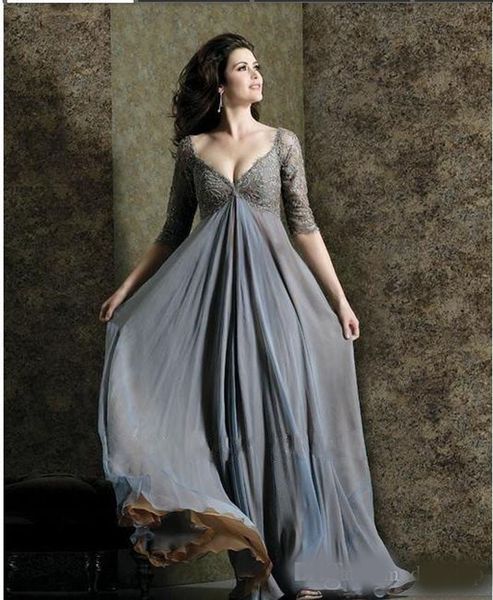 

chic plus size lace mother of the bride dresses sleeves a-line v-neck empire waist mother of groom dress floor-length chiffon evening gowns, Black;red