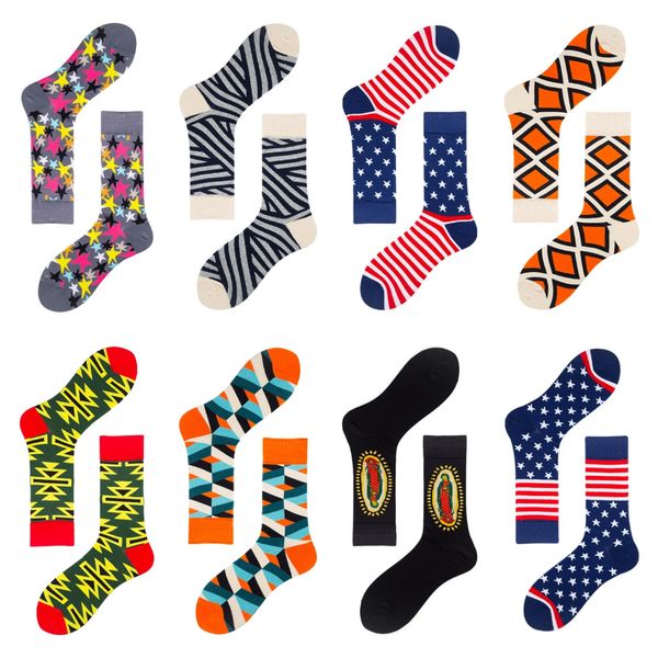 

flag of the united states socks for men famous brand stars stripes casual socks retro british style check sport formal socks gifts eur 40-46, Black