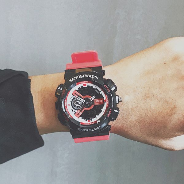 

simple casual electro luminous watch men and women middle high school students cool fashion waterproof sports couple watch, Slivery;brown