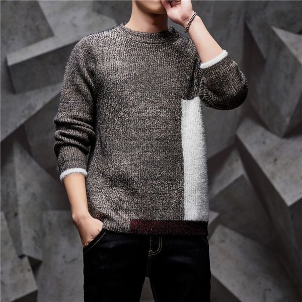 

свитер мужской 2020 новый раунд воротник свитер соответствия цвета осень зима пальто культивировать нравственность, White;black