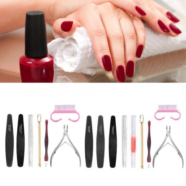 

nail trimming tool set dead skin scissors fork steel pusher nail file dust brush kit