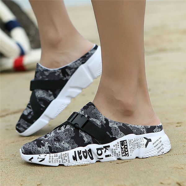 

men shoes slippers thick bottom lightweight breathable comfortable walking male mesh sneakers sapatos masculinos 2019 v7, Black
