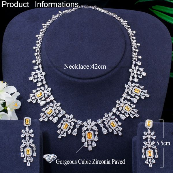 

cwwzircons shiny cubic zircon big round drop red necklace earrings jewelry sets for brides wedding prom dress accessories t361, Slivery;golden