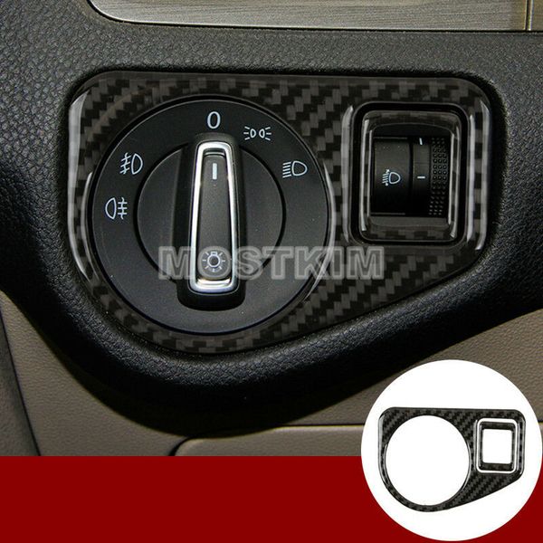 

carbon fiber headlight switch button trim cover for vw golf 7 mk7 2013-2019