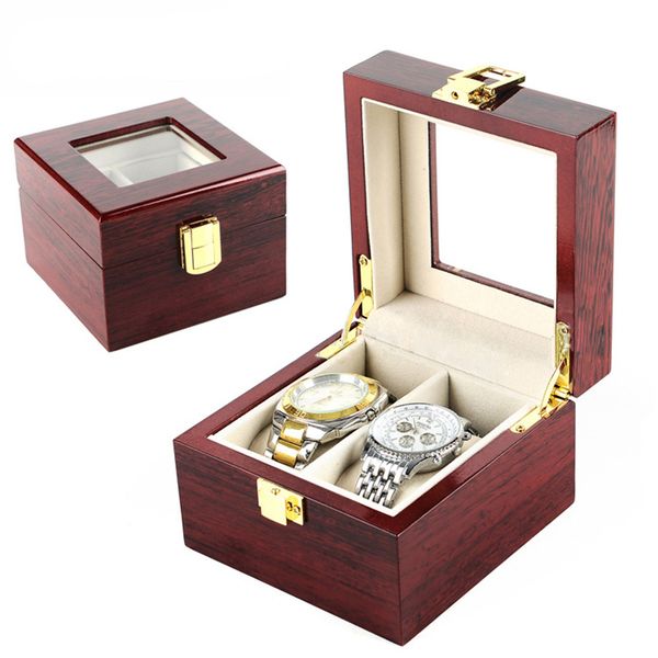 

luxury watch boxes mdf wristwatch packaging box rectangle storage boxes for swiss expensive watch display collection red 2grids, Black;blue
