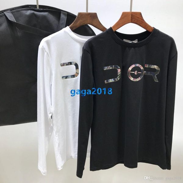 

high end женщины девушки oversize толстовка лазерное письмо мотив шаблон круглый вырез с длинным рукавом блузка рубашка модный дизайн роскош, White