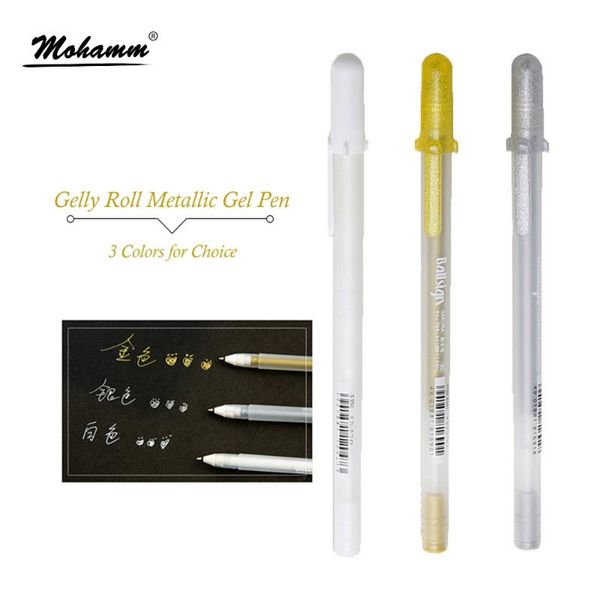

0.8mm gelly roll metallic gel pen gold white silver sketching drawing pen for art marker design painting supplies stationery