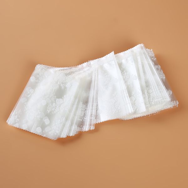 

100pcs gift packing bag plastic biscuits packaging bread baking supplies white rose candy cookies package party wedding decor