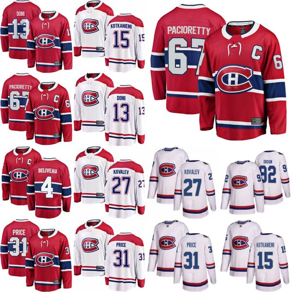 

montreal canadiens hockey jerseyd 11 brendan gallagher jersey 4 jean beliveau 27 alexei kovalev 15 jesperi kotkaniemi 13 max domi stitched, Black;red