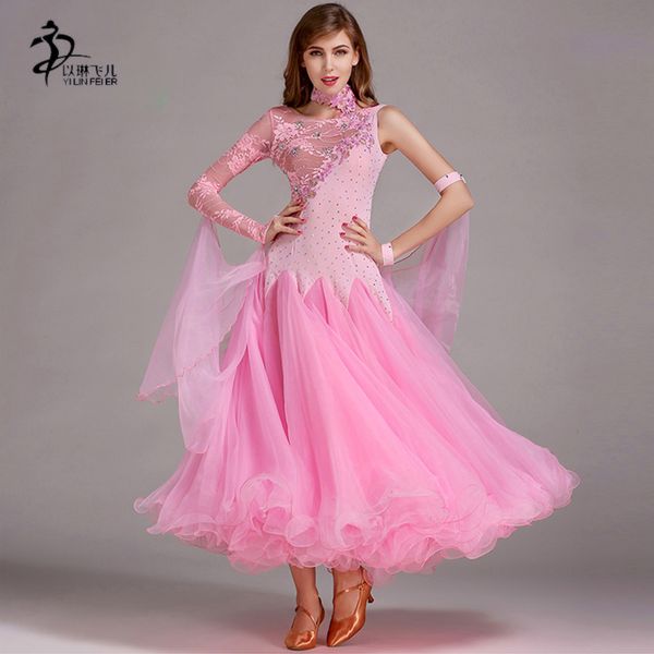 

stage wear ballroom standard dance dress womens waltz competition professional women chines, Black;red