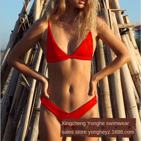 

swimming solid color deep v lady swimsuit bikini swimsuit bikini, White;black