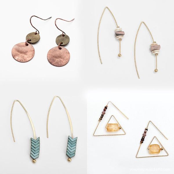 

vintage ethnic geometric natural stone hook earrings for women 2020 bohemia beads statement drop dangle earring boho jewelry, Silver