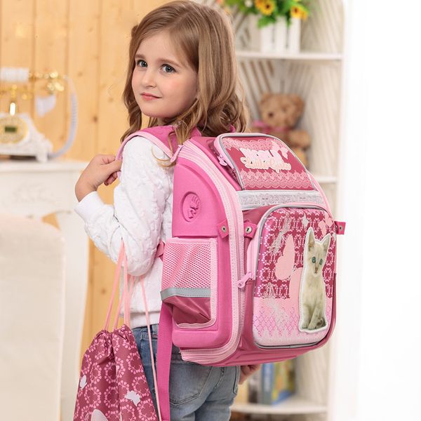 

новый 2020 девушки школьные сумки милый мультфильм кошка собака школьный рюкзак ортопедический рюкзак светоотражающие дети школьный мешок дл