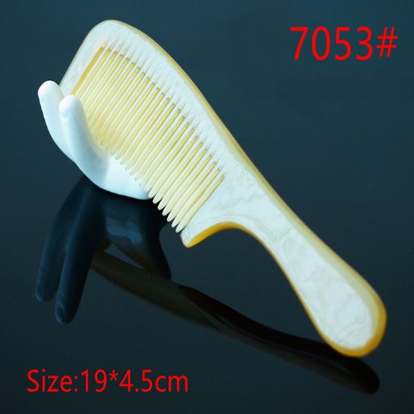 

can customzie logo natural ox & sheep horn comb anti-static handmade hair comb with handle for home travel use, Silver