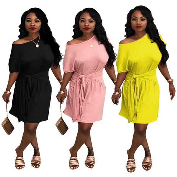 

женщины с плеча соммер платье нерегулярные сортировка рукав рубашки платья soid цвет лук полые повседневная женская одежда, Black;gray