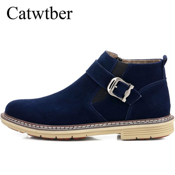 

catwtber new men shoes spring autumn men boots handmade suede leather ankle boots for man footwear new casual fashion breathable, Black