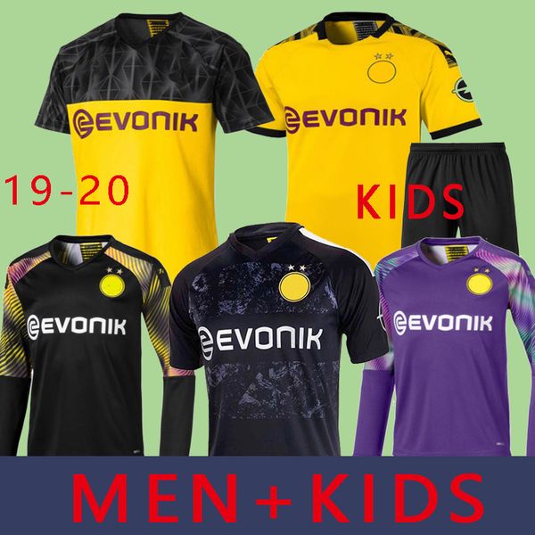 

borussia dortmund 110th anniversary all black soccer jersey 2019 2020 football shirt sancho reus hummels brandt paco delaney, Black;yellow