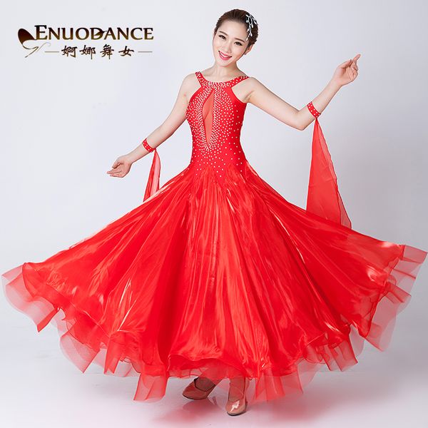 

customize 7 colors standard ballroom dress for ballroom dancing standard viennese waltz dress dance competition, Black;red