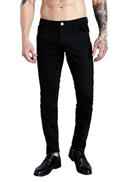 

zlz men's skinny slim fit stretch comfy fashion denim jeans pants, Blue