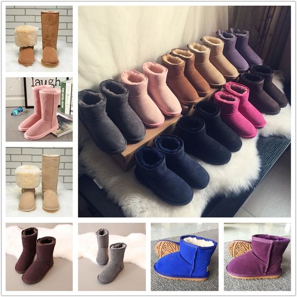 

2019 snow winter leather women australia classic kneel half boots ankle boots black grey chestnut navy blue red womens girls shoes