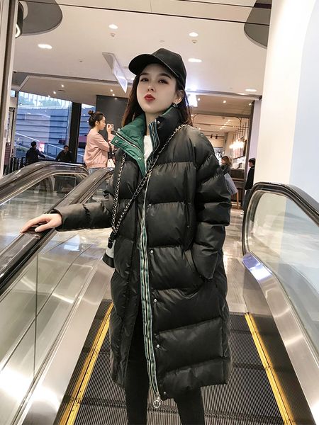 

kmetram winter jacket women fashion parka women korean puffer oversized jacket vintage long coat female parkas mujer 2019 my4500, Black