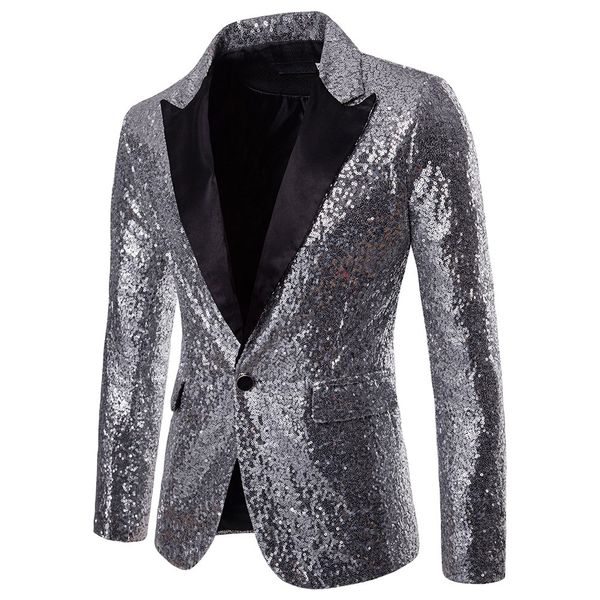 

men's blazer coat jacket sequin party fashion casual one button cotton slim fit men suit terno masculino blazers men male, Black;brown