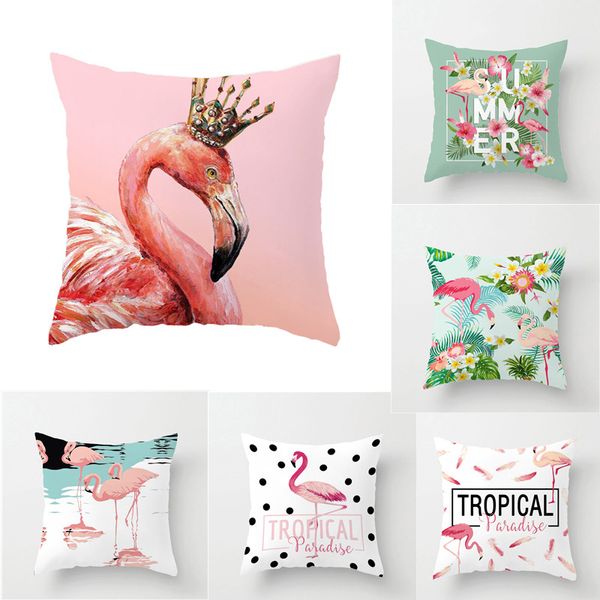 

flamingo cartoon super soft pillowcase white short plush fabric digital printed pillow covers 11 style options accept custom patterns