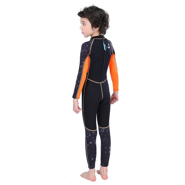 

boy long sleeve one-piece swimsuit children elastic thermal 2.5mm dive skin swimming diving snorkeling surfing, White