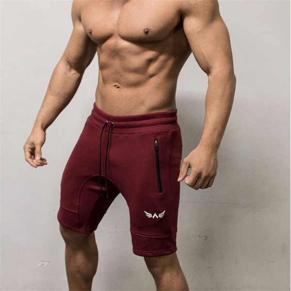 

brand designer men's bodybuilding shorts fitness workout 5 color bottom cotton male fashion casual short pants brand clothing, White;black