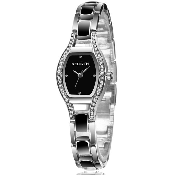 

bracelet watch women gold luxury crystal diamond brand clock female quartz watch dress casual rectangle silver bangle wristwatch, Slivery;brown