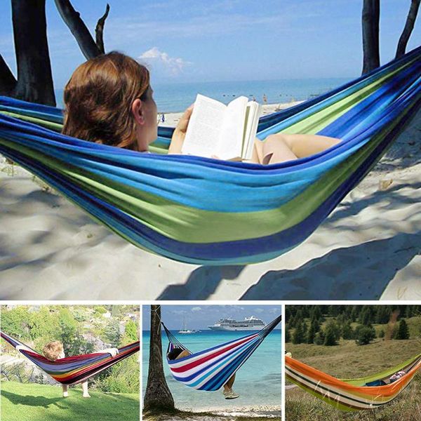 

outdoor pads double hammock durability yard striped hanging chair hammocks camping garden large 200x100cm #bl3