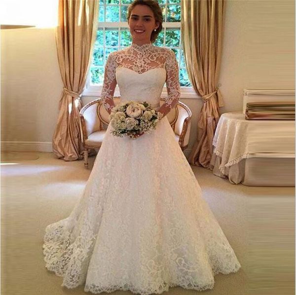 

new wedding dresses lace long sleeve perspective wedding dress long skirt embroidery openwork dress multi-layer light gauze dress, White;black