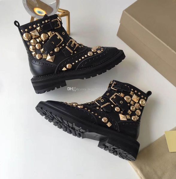 

fashion cowhide genuine leather military uniform boots gothic skull punk martin platform mid-calf boots steampunk shoes 35-40, Black