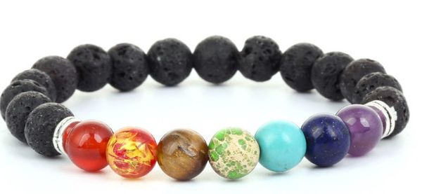 

8mm gy46 mulitcolor rainbow elastic turquoise agate onyx bracelet healing balance prayer reiki chakra buddha yoga, Black