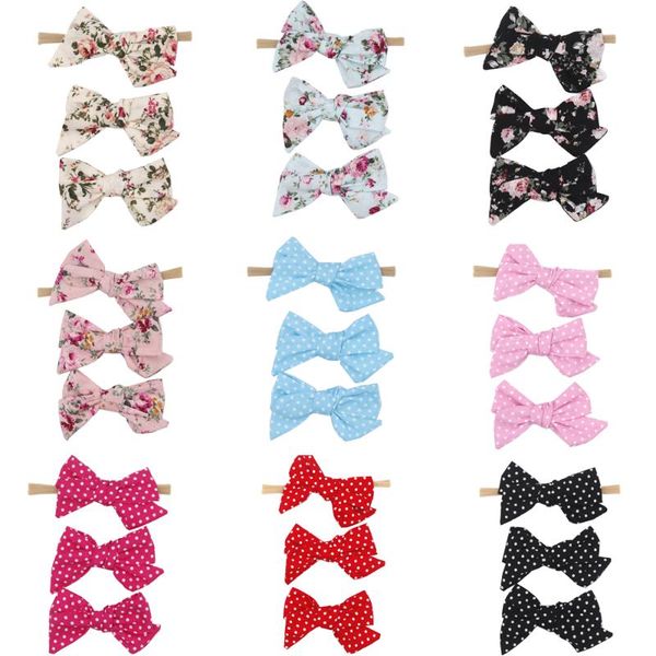 

hair accessories 3-piece set of simple star dot floral bow knot boho girls hairpin outdoor po prop, Slivery;white