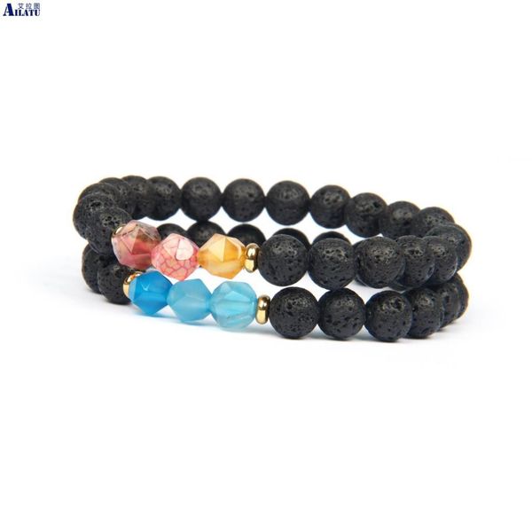

ailatu new distance couples bracelet mixed colors cutting faceted stone jewelry, Golden;silver