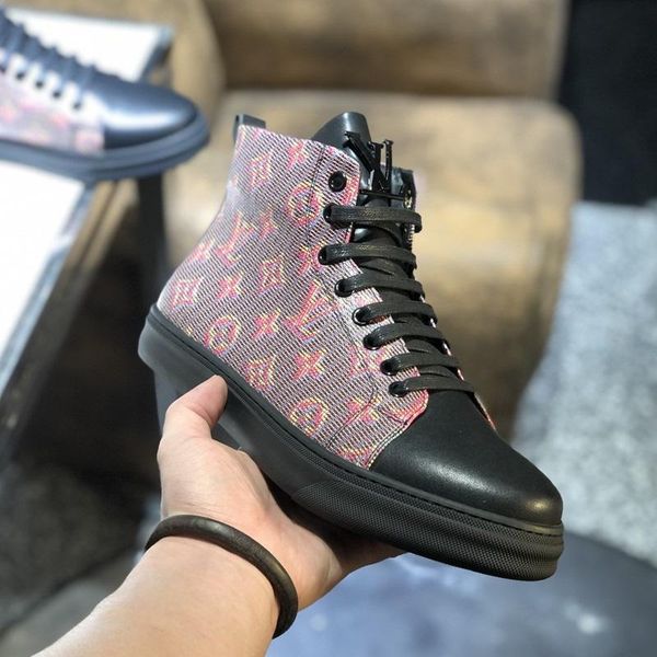 

2020 b1 new fashion trend high casual men shoes, comfortable luxury men shoes original box packaging zapatos hombre, Black