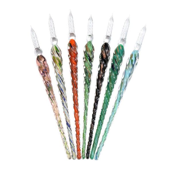 

1 set handmade glass lampwork pen with 3d flower inside crystal penholder plunging calligraphy pen filling ink fountain pens