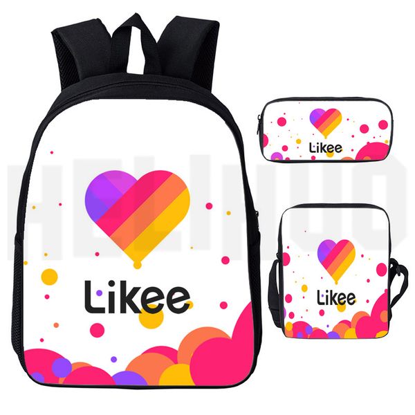 

3d print "likee 1 (like video)" backpack russia type likee bag 3pcs/set zipper pencil case bagpack bookbag school bags girls boy